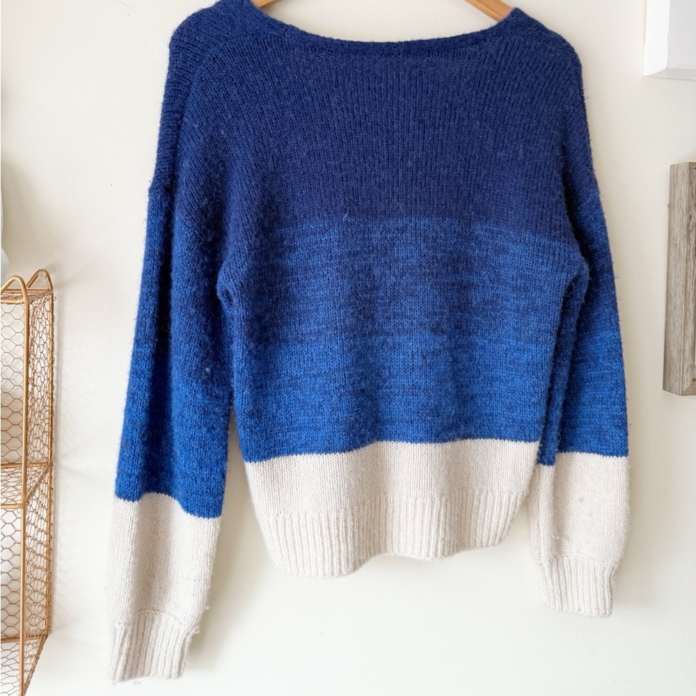 Part Two Raluca Copenhagen Blue Ivory Colorblock Alpaca Wool Blend Sweater Small - Picture 12 of 15
